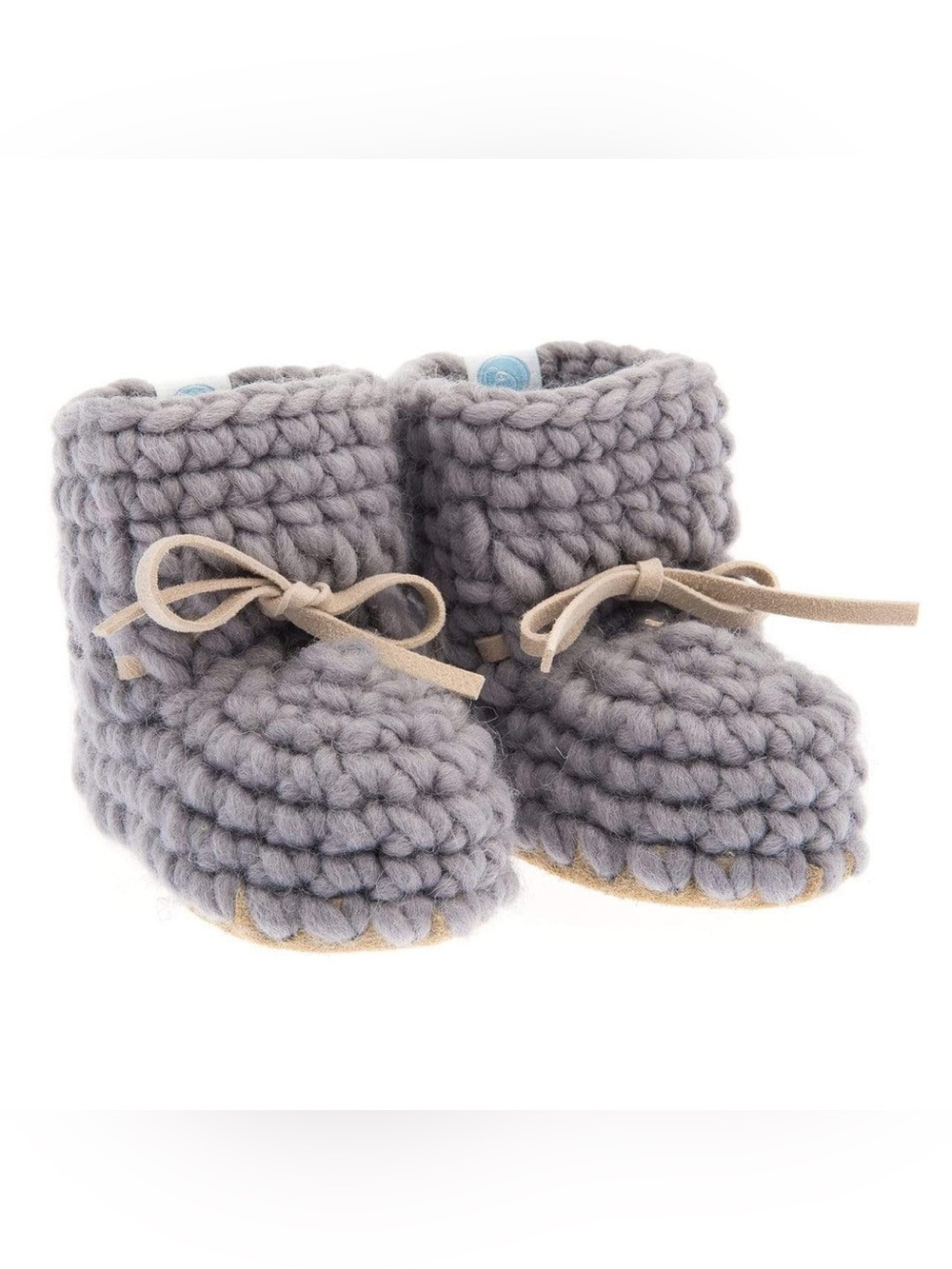 NWT Beba Bean Baby Grey 100% Wool Knit Sweater Moccs Size 6-12 Month